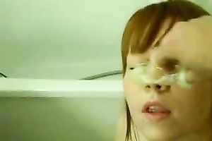 Giving my beautiful and hawt GF a squeeze of spunk fountain from the fucking-rubber