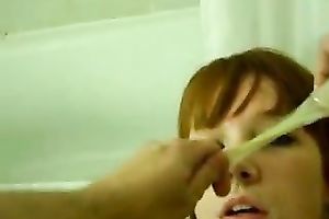 Giving my beautiful and hawt GF a squeeze of spunk fountain from the fucking-rubber