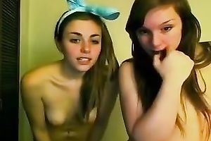 Adorable and delightsome white teenies on livecam show their privates