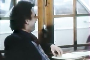 Dirty brunette hair Euro floozy widens her legs for a guy