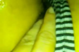 Closeup homemade teaser clip of my wife's moist vagina in the pants