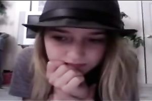 Hot and cute golden-haired legal age teenager is ready to tease me on cam