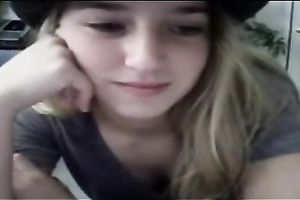 Hot and cute golden-haired legal age teenager is ready to tease me on cam