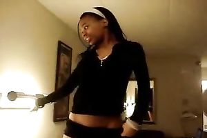 My ebon girlfriend with well-matured mangos likes masturbating