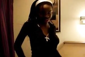 My ebon girlfriend with well-matured mangos likes masturbating