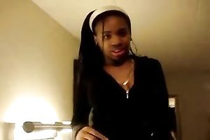 My ebon girlfriend with well-matured mangos likes masturbating