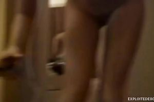 Skinny white honey in the hotel room filming herself