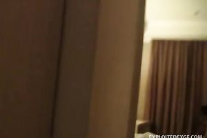 Skinny white honey in the hotel room filming herself