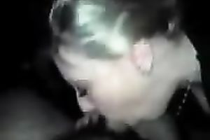 Cheap white non-professional floozy provides my buddy with a BJ at night