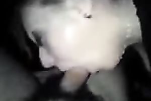 Cheap white non-professional floozy provides my buddy with a BJ at night