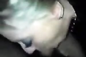 Cheap white non-professional floozy provides my buddy with a BJ at night