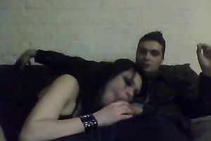 Tipsy brunette hair college playgirl from Belgium sucks my obscene knob