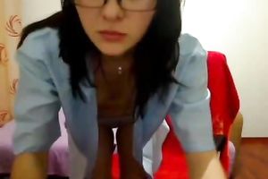 Appetizing dark brown temptress shows her skinny body on livecam