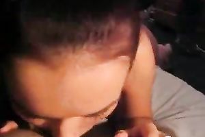 Lusty black haired nympho enjoyed engulfing delightful chubby rod of mine