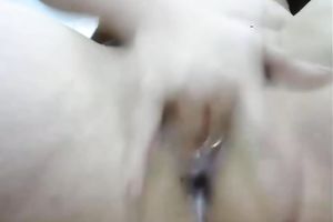 Zealous skinny brunette hair with miniature mangos glad her own bushy love tunnel