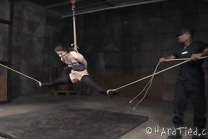 Black man treats unrepining brunette hair in a truly hardcore thraldom way