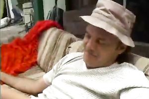 Slutty brunette hair mama with droopy mambos sucks staff penis of youthful freak outdoors