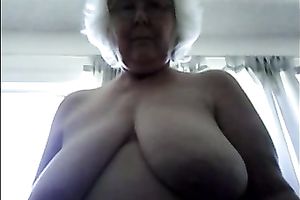 Ugly as fuck grey haired old web camera floozy flashed my buddy her bazookas