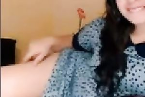 Nerdy modest webcam brunette hair girlie was playing with her cute nipps