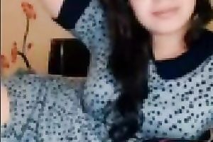 Nerdy modest webcam brunette hair girlie was playing with her cute nipps