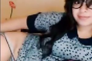 Nerdy modest webcam brunette hair girlie was playing with her cute nipps