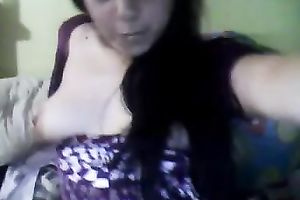 Sexy slutty wife with beautiful smile flashes her privates on livecam