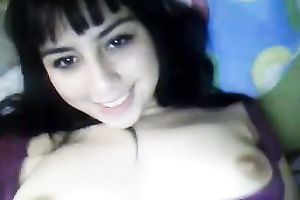 Sexy slutty wife with beautiful smile flashes her privates on livecam