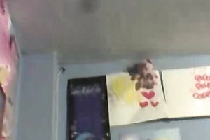 Hot brunette hair is in a playful moodto flash her scoops