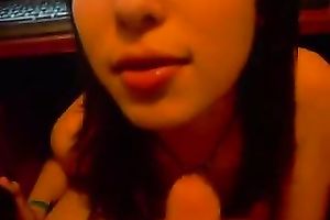 Cute Asian dark brown Married slut was stroking and engulfing my buddy's tool