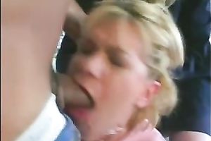 Hot blond milf desires to educate juvenile blondie how to engulf large jock