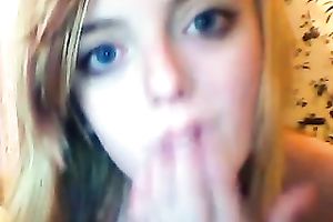 Pale dilettante floozy flashed her wet crack and rubbed it a bit on cam
