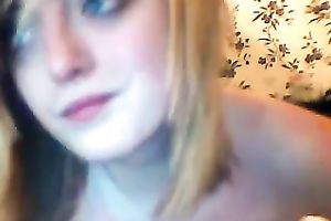 Pale dilettante floozy flashed her wet crack and rubbed it a bit on cam