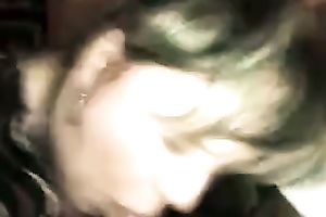 Saucy golden-haired gal engulfing giant dong deepthroat