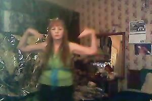 Mature redhead lady just fooling on the web camera in her room