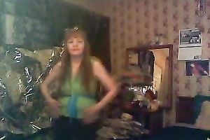 Mature redhead lady just fooling on the web camera in her room