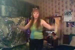 Mature redhead lady just fooling on the web camera in her room