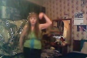 Mature redhead lady just fooling on the web camera in her room