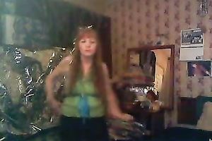 Mature redhead lady just fooling on the web camera in her room