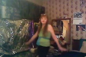Mature redhead lady just fooling on the web camera in her room