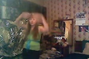 Mature redhead lady just fooling on the web camera in her room