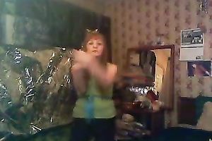 Mature redhead lady just fooling on the web camera in her room