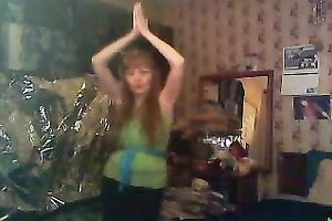 Mature redhead lady just fooling on the web camera in her room