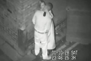 Horny dirty slut wife and a large white chap having quickie on the black street