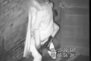 Horny dirty slut wife and a large white chap having quickie on the black street