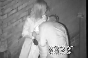 Horny dirty slut wife and a large white chap having quickie on the black street