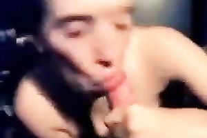 Raven haired honey with pleasant boobies provided my knob with BJ