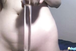 Busty and lascivious wet white girl pokes her snapper