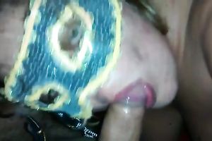 Masked chubby and ugly floozy provided my buddy's rock hard shlong with BJ