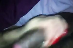 Japanese floozy takes my dark curved cock in her face hole and jerks it off