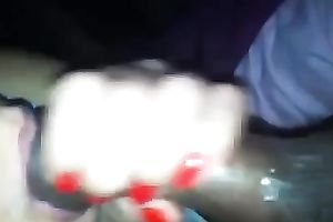 Japanese floozy takes my dark curved cock in her face hole and jerks it off